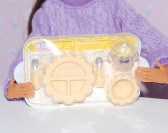 Mini baby dish set for dollhouse - doll NOT included