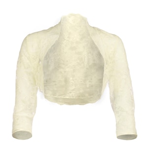 Ladies Ivory Lace 3/4 Sleeve Bolero Shrug Jacket Size 8-30