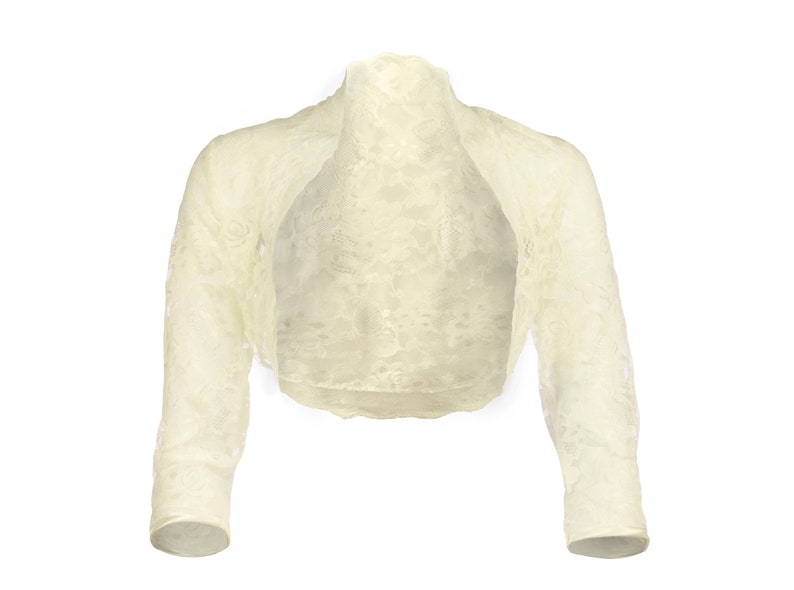 Ladies Ivory Lace 3/4 Sleeve Bolero Shrug Jacket Size 8-30 image 1