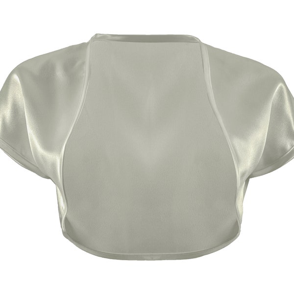 Damen Silber Satin Bolero Shrug Größen 4-32