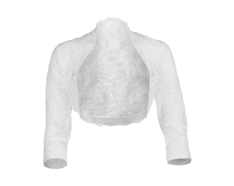 Ladies White Lace 3/4 Sleeve Bolero Shrug Jacket Size 8-30