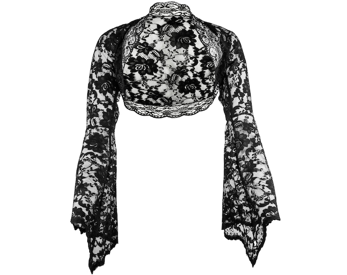Evonne - Textured, Bell Sleeve Bolero Shrug Jacket