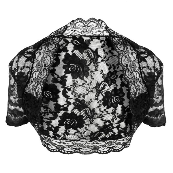 Black Lace Detailed Women Shrug