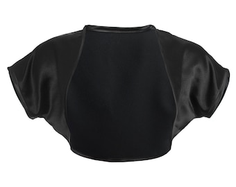 Damen Schwarz Satin Bolero Shrug Größen 4-32