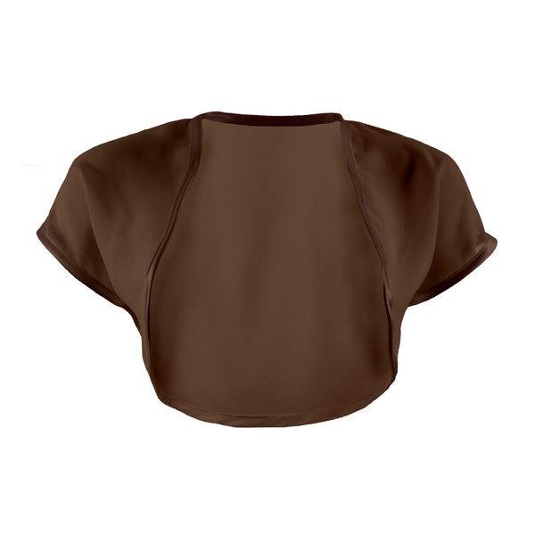 Dames Brown Chiffon Bolero Shrug Tailles 4-30