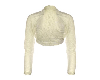 Ivory Windsor Lace Bolero Rechte Mouw