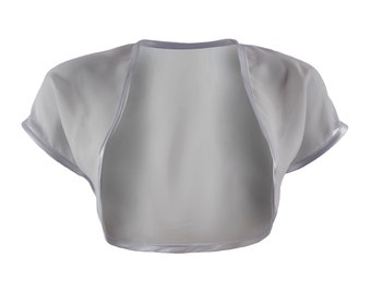 Bolero de gasa gris plateado para mujer, tallas 4-32