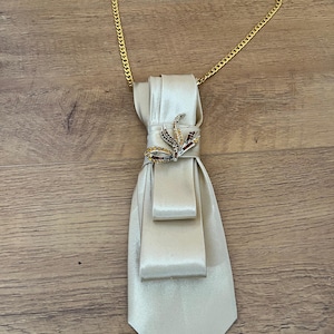 Gold Satin Tie Necklace