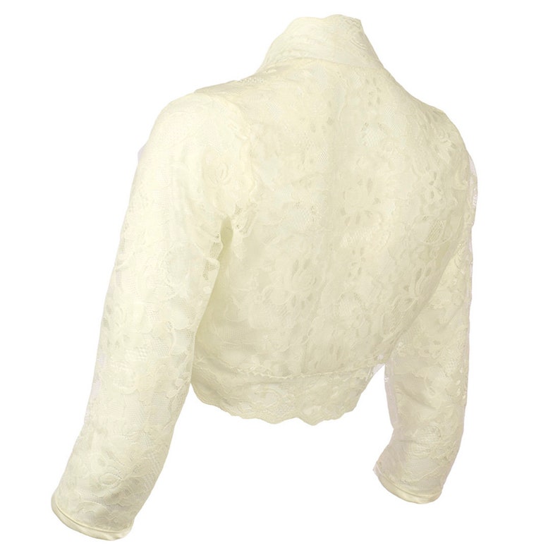 Ladies Ivory Lace 3/4 Sleeve Bolero Shrug Jacket Size 8-30 image 5