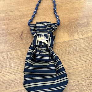 Ladies Navy and Yellow Necktie Necklace