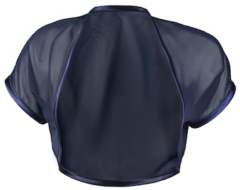 Ladies Navy Blue Chiffon Bolero Tailles haussement d’épaules 4-30