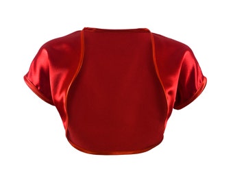 Ladies Red Satin Bolero Shrug Sizes 4-32