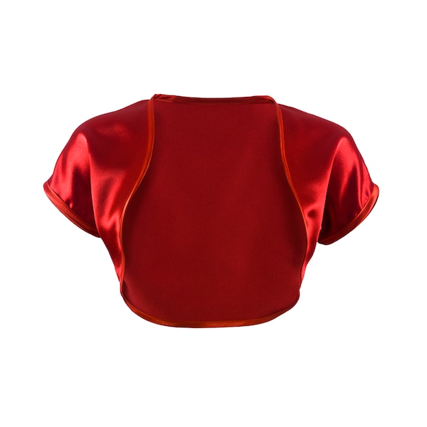 Ladies Red Satin Bolero Shrug Sizes 4-32