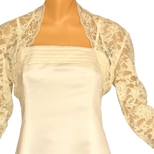 Ladies Ivory Lace 3/4 Sleeve Bolero Shrug Jacket Size 8-30 image 9