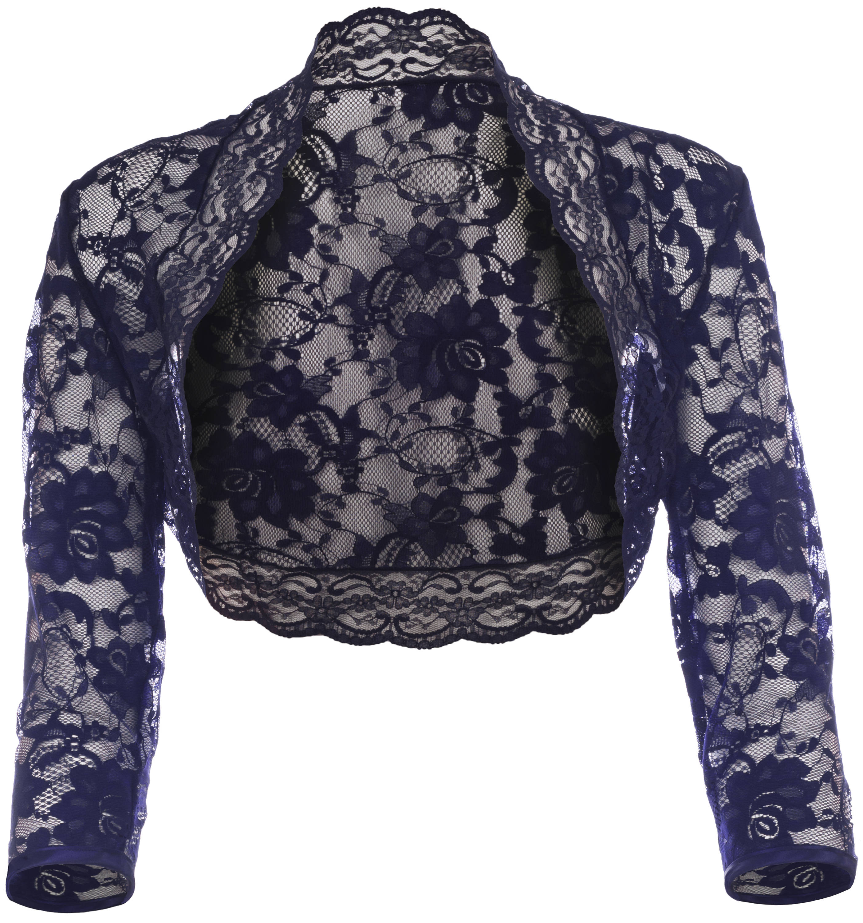 Ladies Navy Blue 3 4 Sleeve Lace Bolero Sizes 6 30