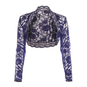 Navy Blue Lace Bolero Gerade Ärmel