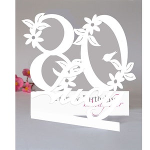 Biglietto di auguri 3D personalizzato per l'80° compleanno di una mamma/nonna/zia/sorella/amica o una persona cara!