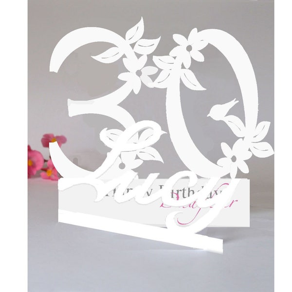 30e carte d'anniversaire personnalisée en papier 3D pour une fille, une soeur, une nièce, une filleule ou un ami spécial.