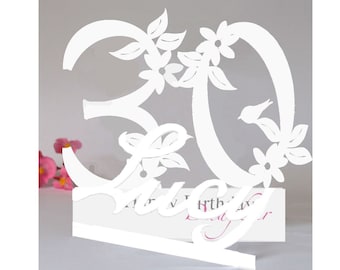 Biglietto di auguri di compleanno personalizzato per il 30° compleanno, in carta 3D, per una figlia, una sorella, una nipote, una figlioccia o un&#39;amica speciale. Fatto a mano.