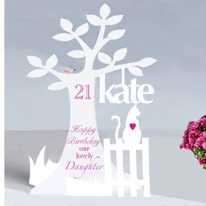 Carte 3D personnalisée d'anniversaire de chat pour une grand-mère, une petite-fille, une fille de nièce de tout âge faite à la main