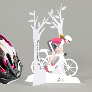 Personalisierte Radfahren Geburtstagskarte 3D Papierschnitt für eine Frau, Schwester, Tochter, Enkelin, Nichte usw.
