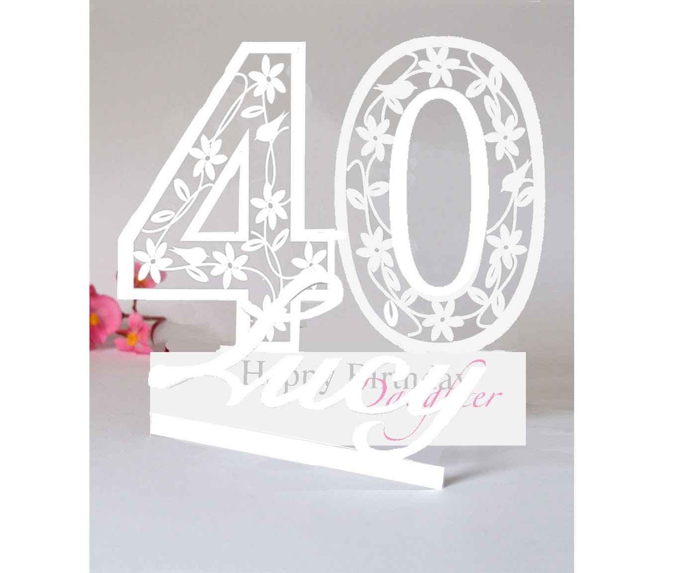 40th Personalised 3D paper cut card for a Wife Etsy