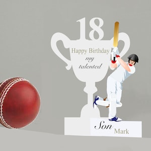 Personalisierte Cricket-Geburtstagskarte jeden Alters 3D-Scherenschnitt für einen Sohn, Neffen, Enkel, Ehemann usw.