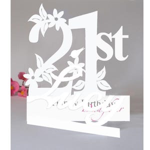 21e carte d'anniversaire personnalisée en papier 3D fait main pour une fille, une petite-fille, une nièce, une filleule, une soeur ou un ami spécial.