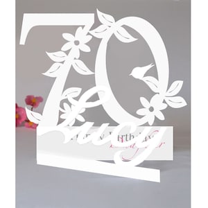 70e gepersonaliseerde handgemaakte 3D-verjaardagskaart voor een moeder, oma, zus, tante of een speciale vriend(in).