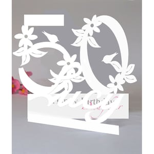 Biglietto di auguri fatto a mano, personalizzato in 3D, per il 50° compleanno di una moglie, mamma, figlia, sorella, nipote o un'amica speciale.