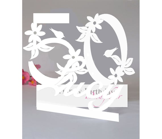 Personalised 50th Birthday Card for a  Wife, Mum,Daughter,Sister,Niece, or a special friend. Handmade 3d paper cut.