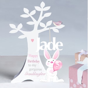 Personalised Bunny Rabbit  1st, 2nd , any age 3D Paper Cut Birthday Card for a Daughter, Niece, Granddaughter,Son,Grandson etc.