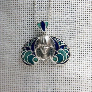 Art Nouveau Enameled Jewelry,  Artisan Necklace, Handmade Art Nouveau Jewelry, Artisan Jewelry