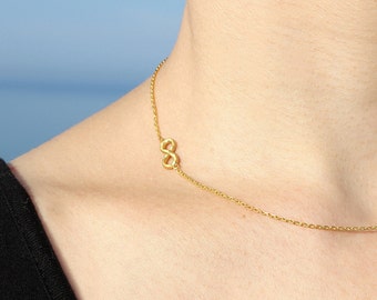 Sideways infinity necklace - Dainty Gold Necklace - Sterling Silver Necklace - Charm Necklace - Tiny Sideways Necklace