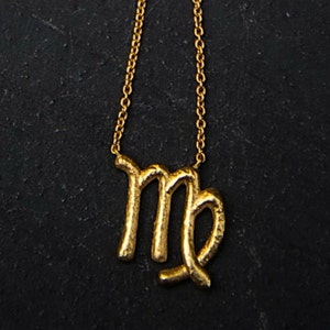 Sterling Silver Virgo Necklace, Gold Virgo Necklace, Silver Virgo Sign, Zodiac Necklace image 3