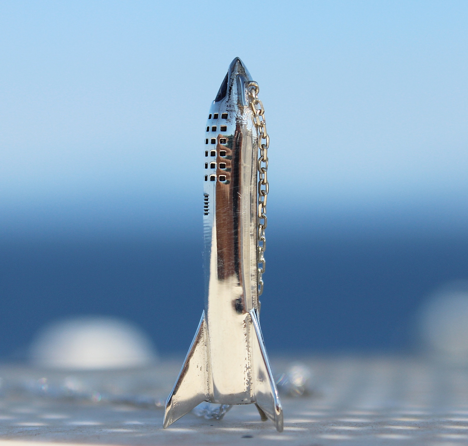 Spacex Starship Inspired Silver Necklace, Silver Starship Necklace