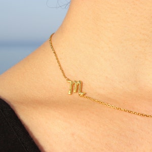 Sideways Scorpio Necklace - Silver Scorpio Necklace - Sideways Zodiac Necklace - Gold Scorpio Necklace Gift