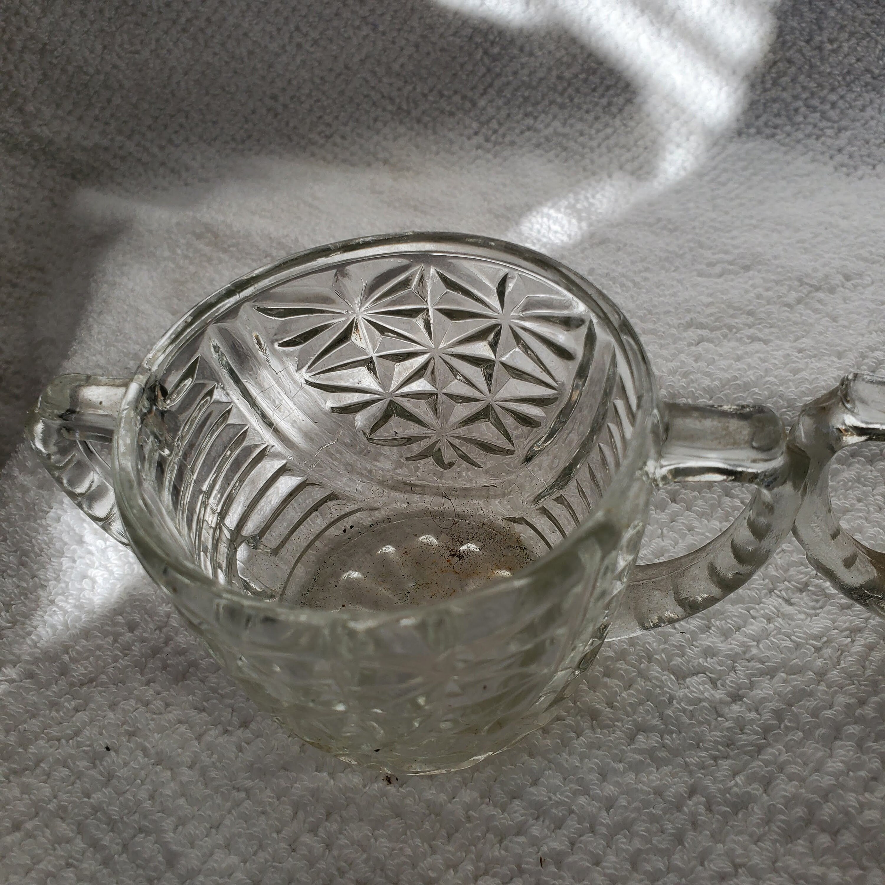 Vintage Pressed Glass Creamer and Sugar Etsy