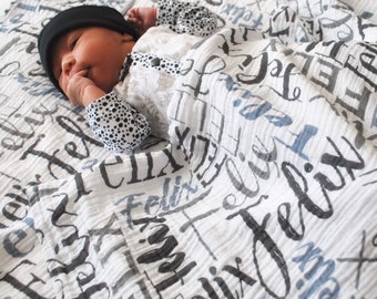 Personalized Baby Blanket, GIANT Organic Muslin Swaddle Blanket, Nursing Cover, custom name blanket