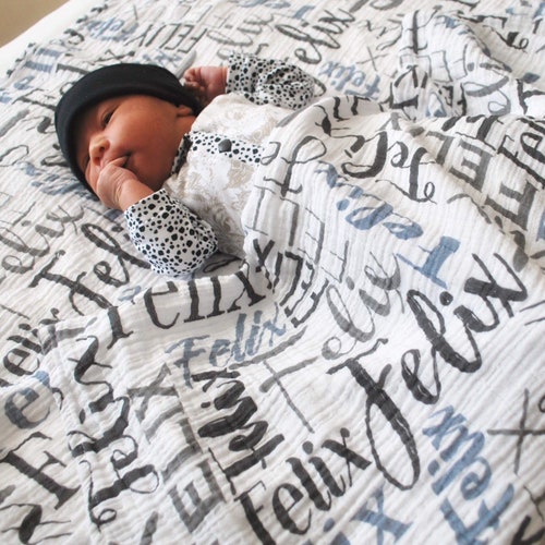 Custom Swaddle Personalized Blanket Custom Muslin Blanket Etsy