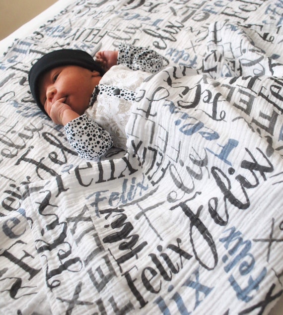personalized muslin swaddle blankets
