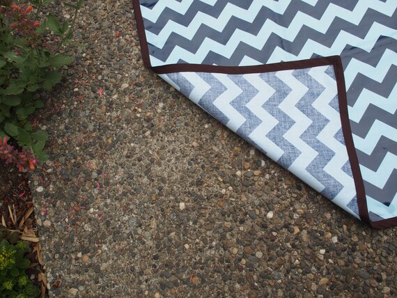 Single Sided Splat Mat Blue And Blue Chevrons With Brown Etsy