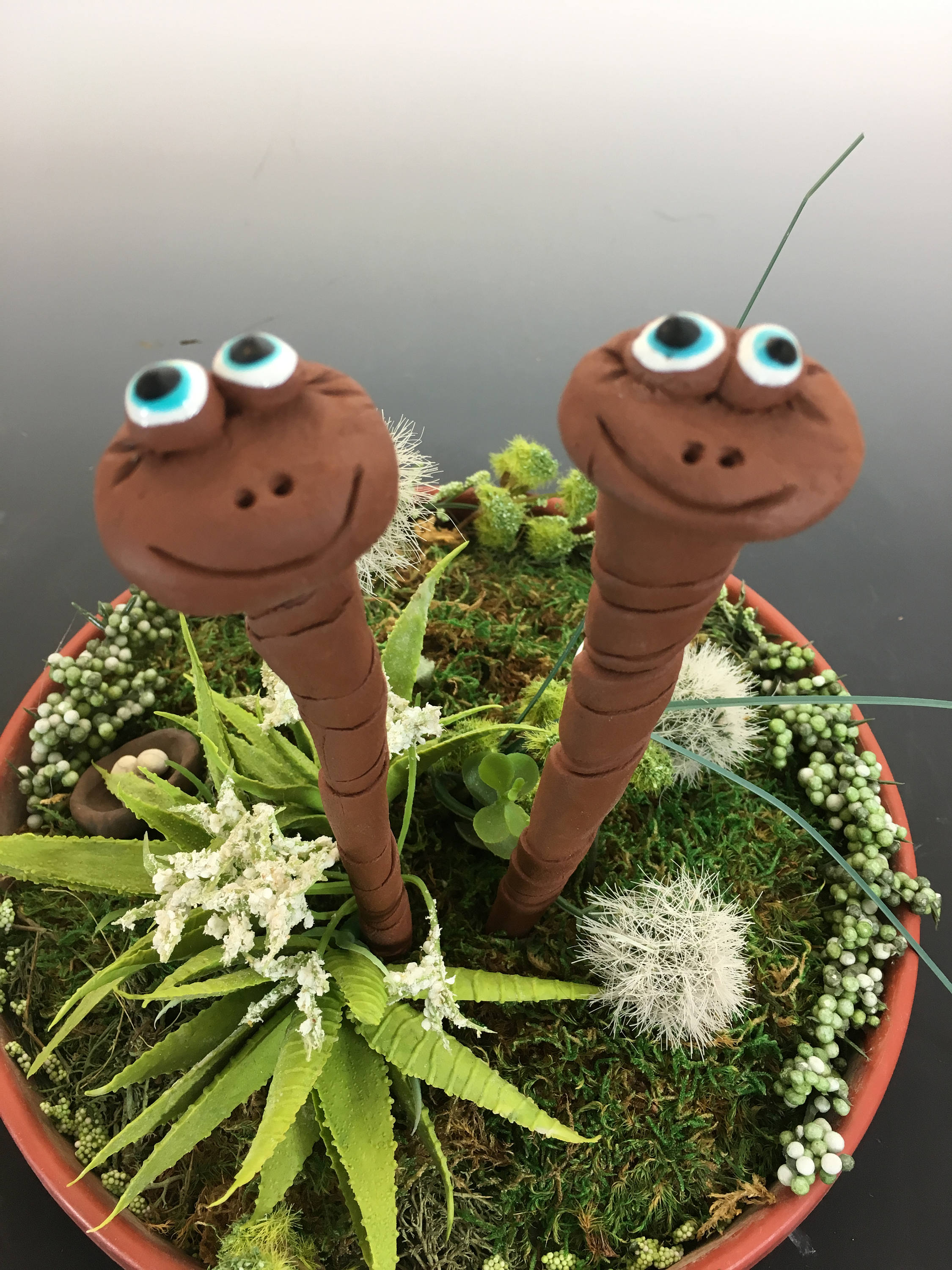 2 Ceramic Worms for your Garden or planters,8'' Garden ...