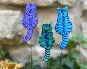 Set of 3 Cats Yard Art Cat Garden Stakes,Kitty Garden Art,Potted plants, Great Gift,Lawn decor,Outdoor garden Sculpture,Garden Decor