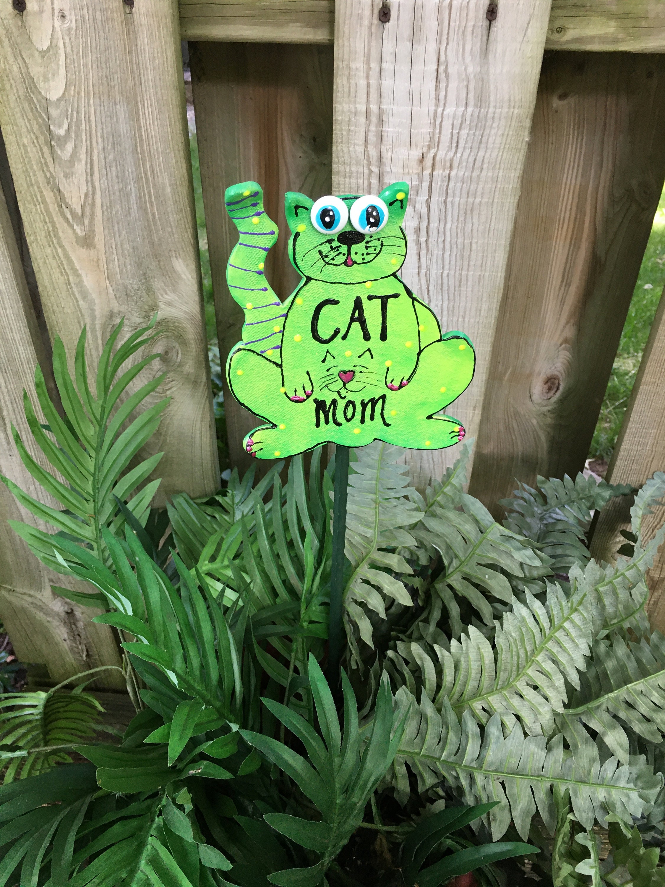 CAT Garden Art,Garden Decor, Cat Mom, Garden Stakes, Garden Statues