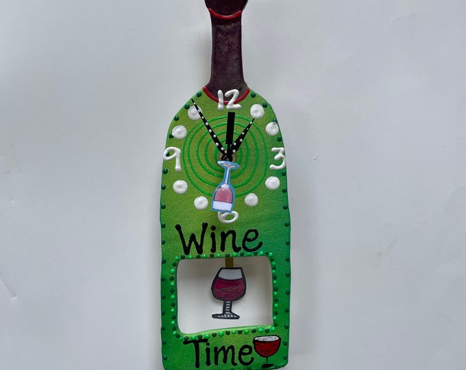 Wine Bottle Wall Clock With Pendulumwine Time Clockwine Etsy
