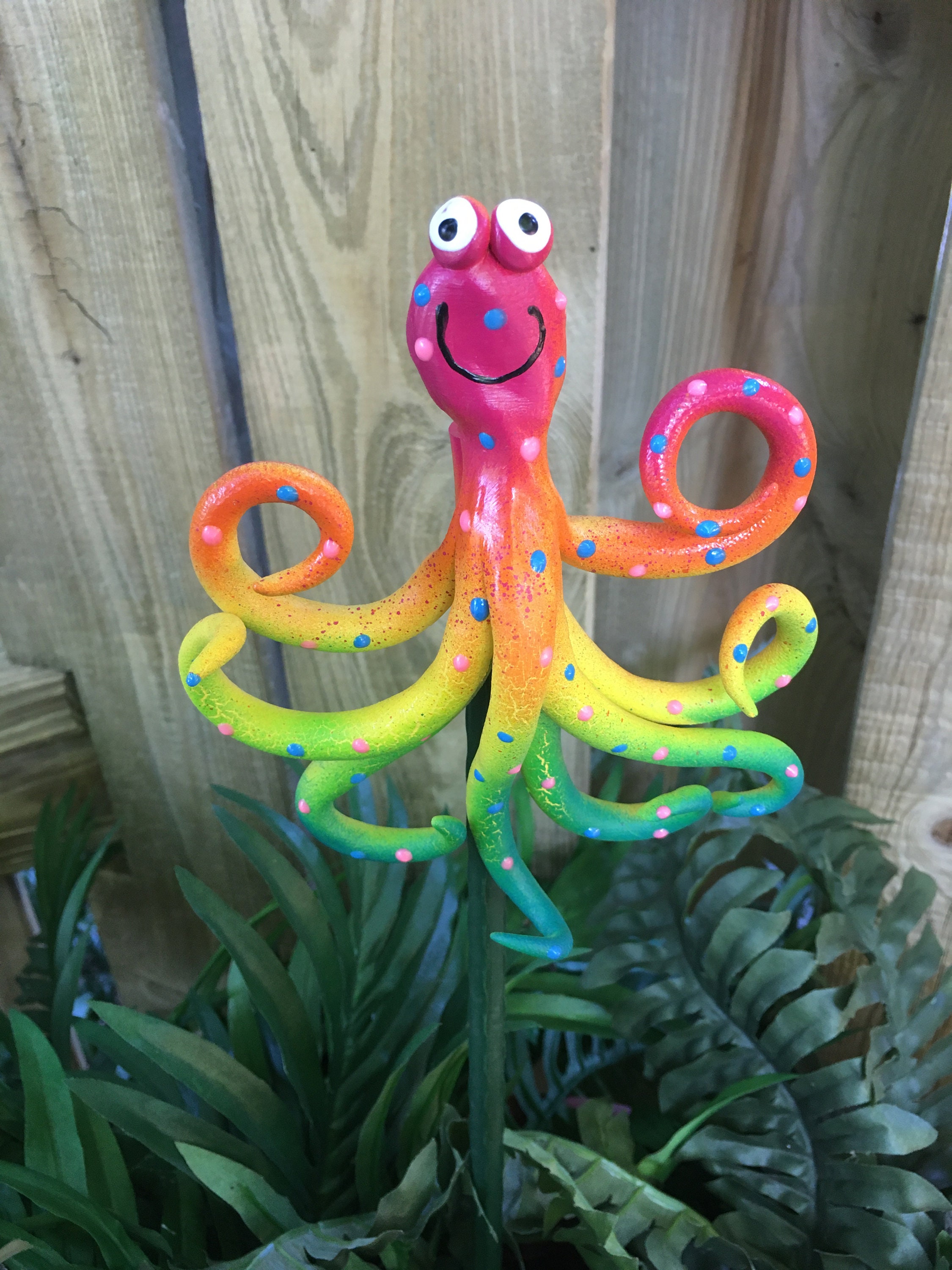Octopus Garden Stake, Garden Decor, Whimsical Octopus Sculpture, Garden