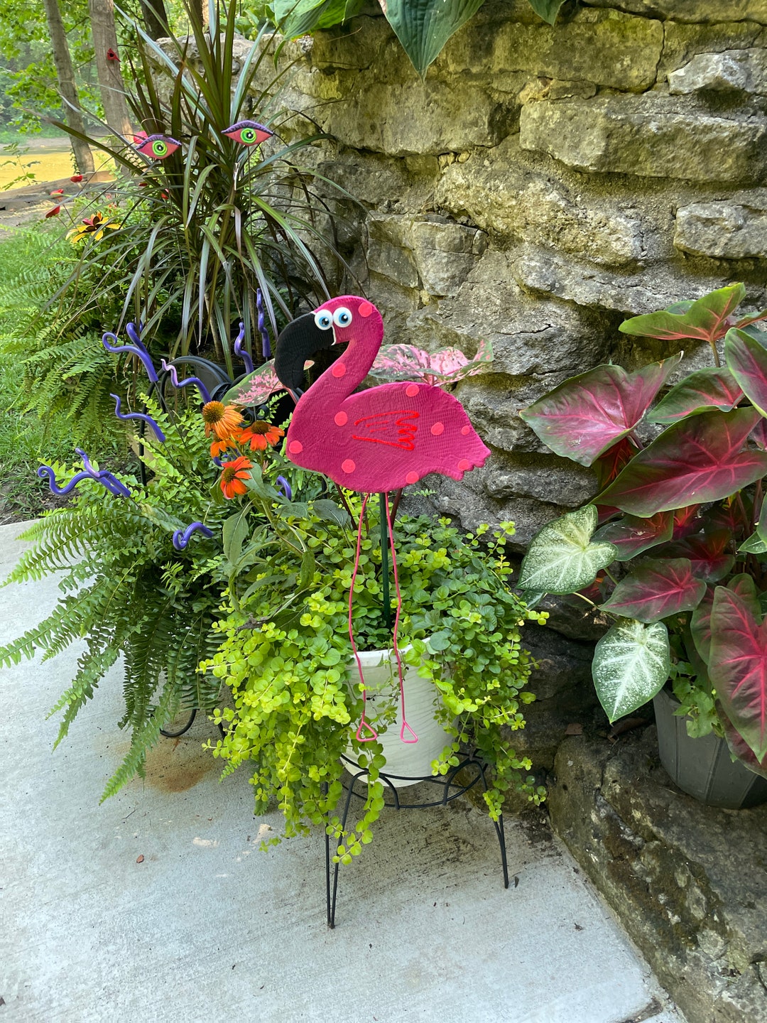 Pink Flamingo Garden Stake,pink Flamingo,fairy Garden,yard Art, Great Gift,lawn Decor,outdoor