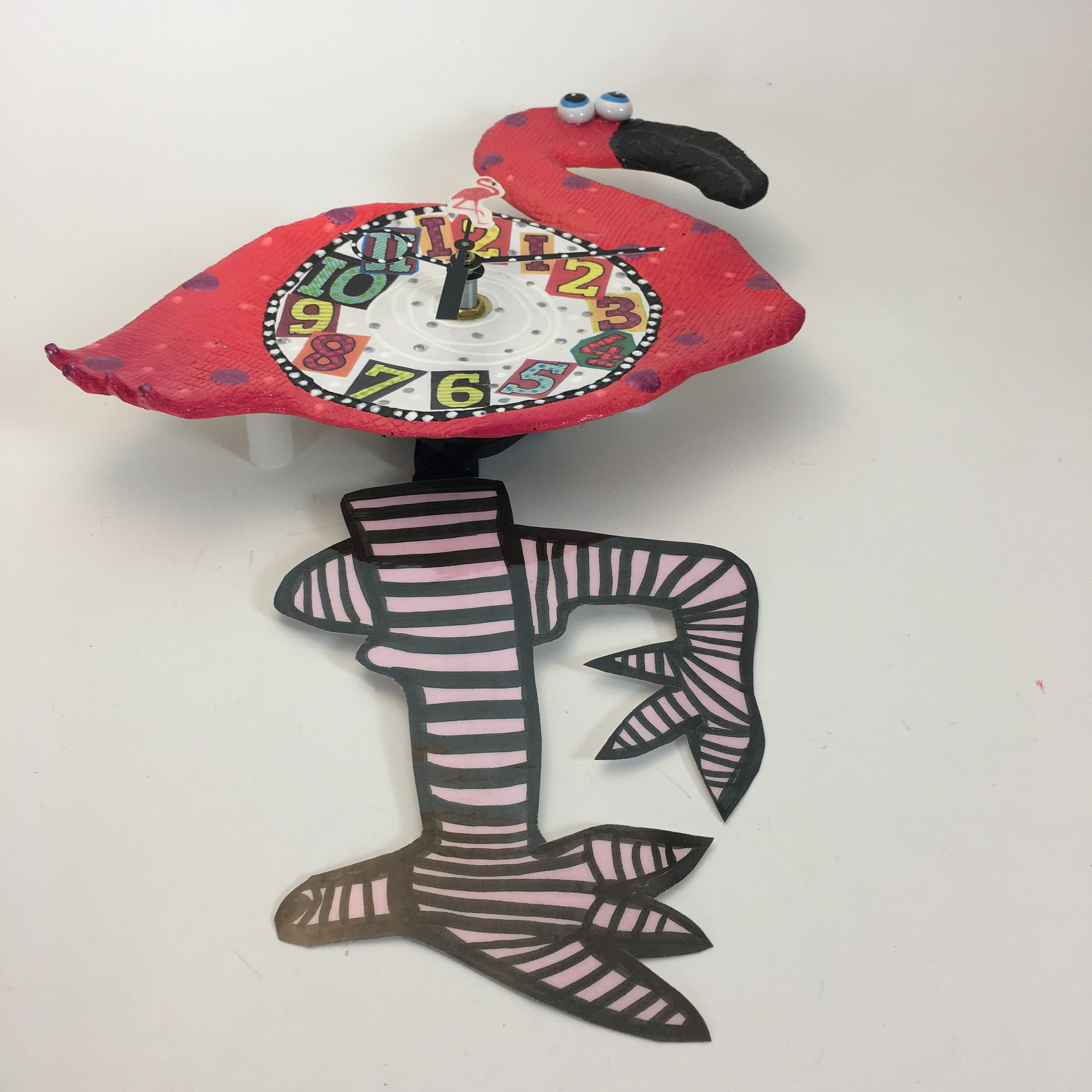 Flamingo Wall Clock with Pendulum,Flamingo Home decor,Tropical decor