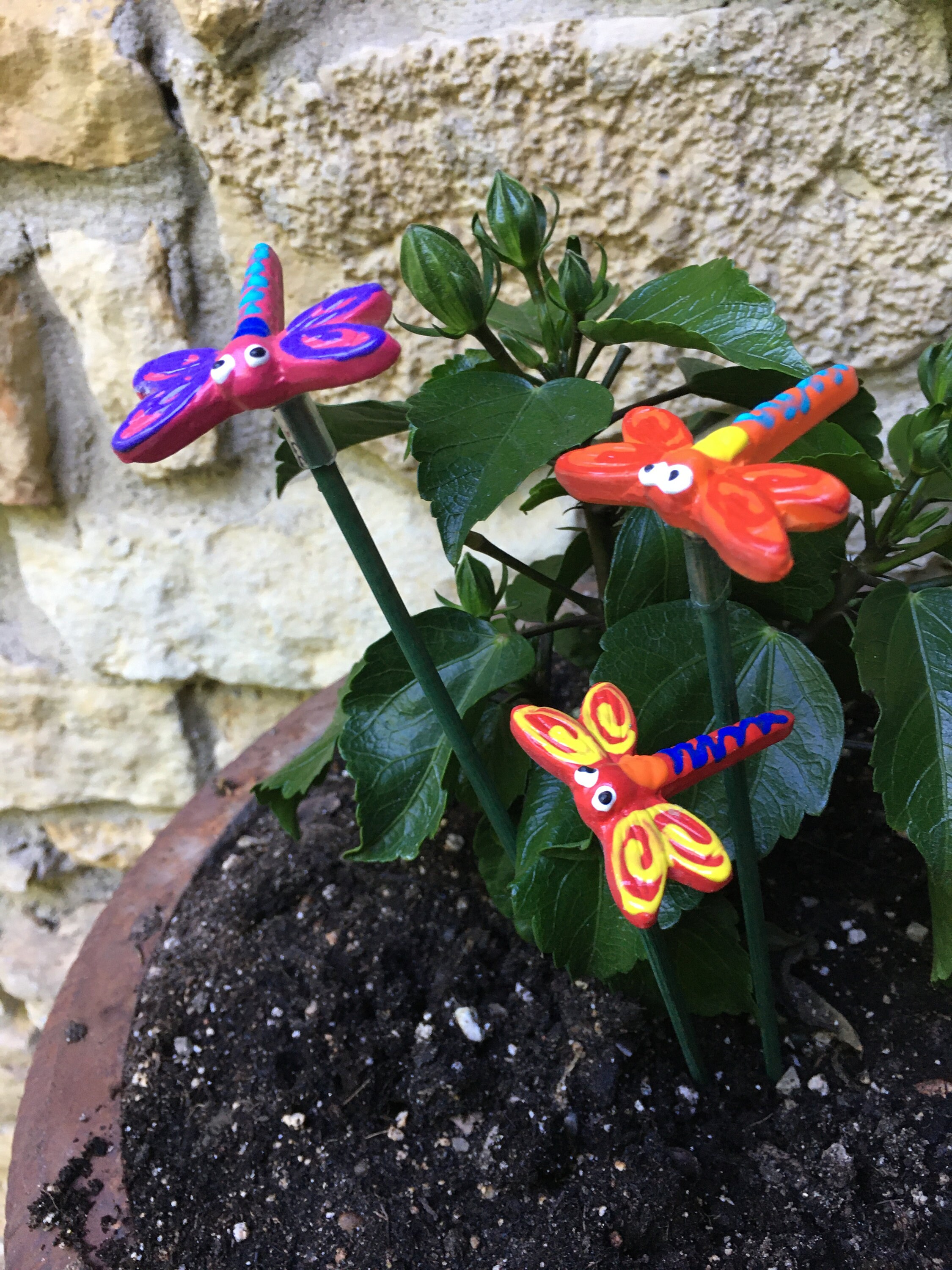 3 Dragonfly Garden Stakes, Garden Stakes,Potted plants